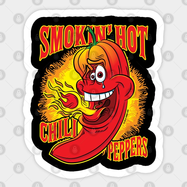 Smokin Hot Spicy Flaming Red Hot Chili Pepper Sticker by eShirtLabs